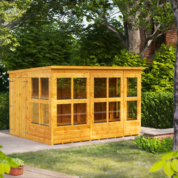 POWER 260 cm x 312 cm HolzGewächshaus mit Doppeltüren und Pultdach aus